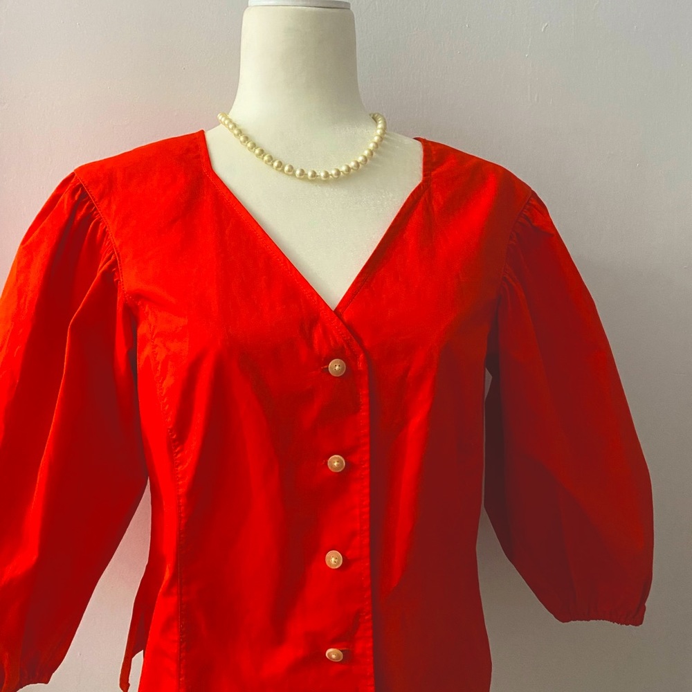Tory Burch Cotton Puffed Sleeve Top For Women